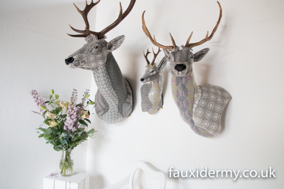 Textile Taxidermy, fauxidermy, textile art, faux taxidermy, helly powell textile artist, melin tregwynt, year of myths and legends, visitwales, beasts of the mabinogion, red stag, roe deer, fallow deer, Mabinogion,