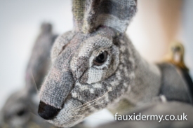 Textile Taxidermy, fauxidermy, textile art, faux taxidermy, helly powell textile artist, melin tregwynt, year of myths and legends, visitwales, beasts of the mabinogion, L Hare, Mabinogion,